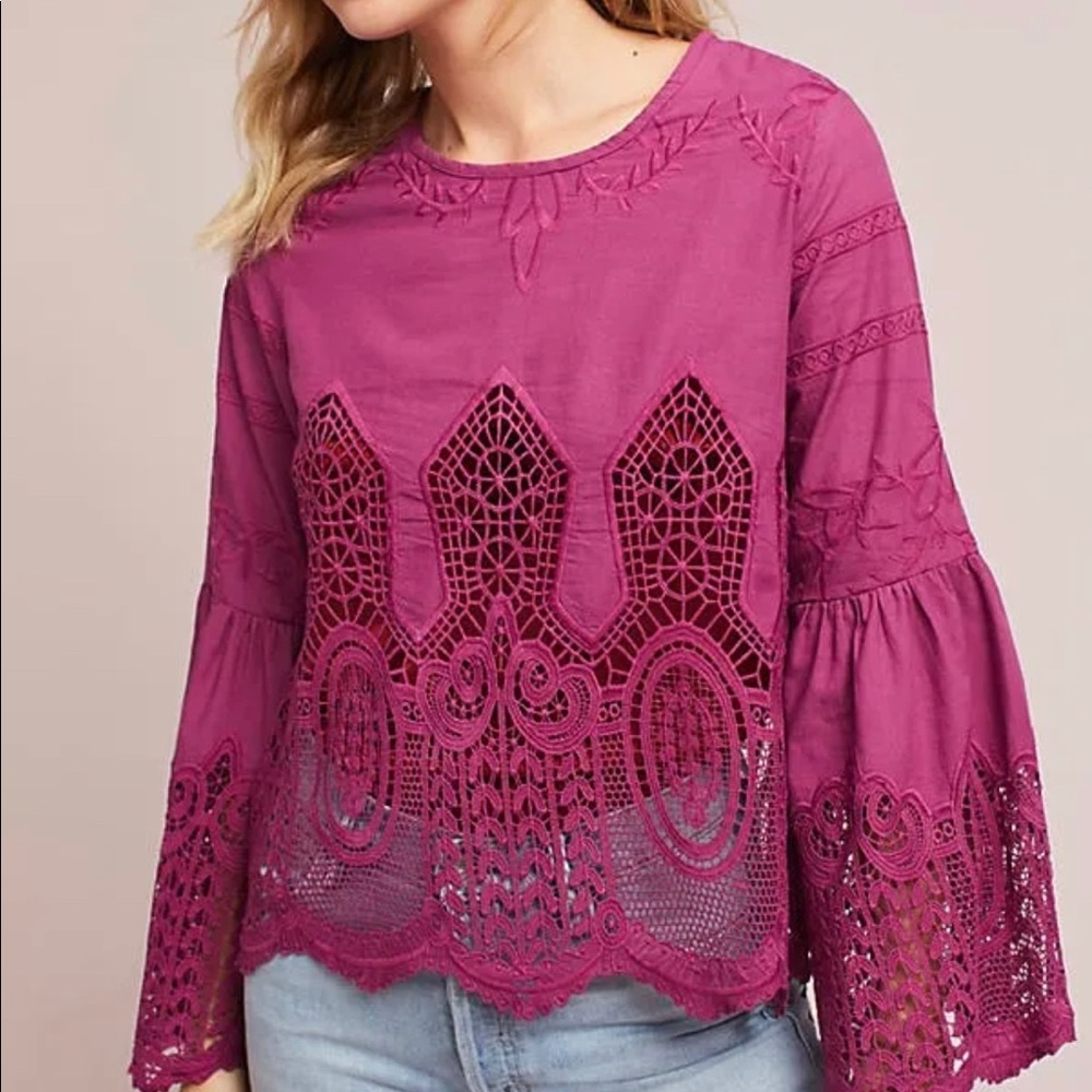 Anthropologie Chloe Silver Blouse